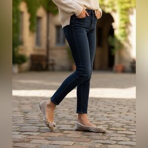 J. Jill Velvet Cream Ivory Women's Flats 7.5 w/ Bow at the toe